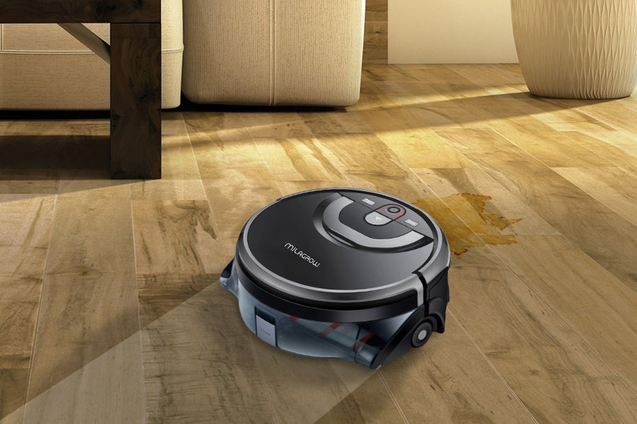 Wooden Floor With A Robot Vacuum
